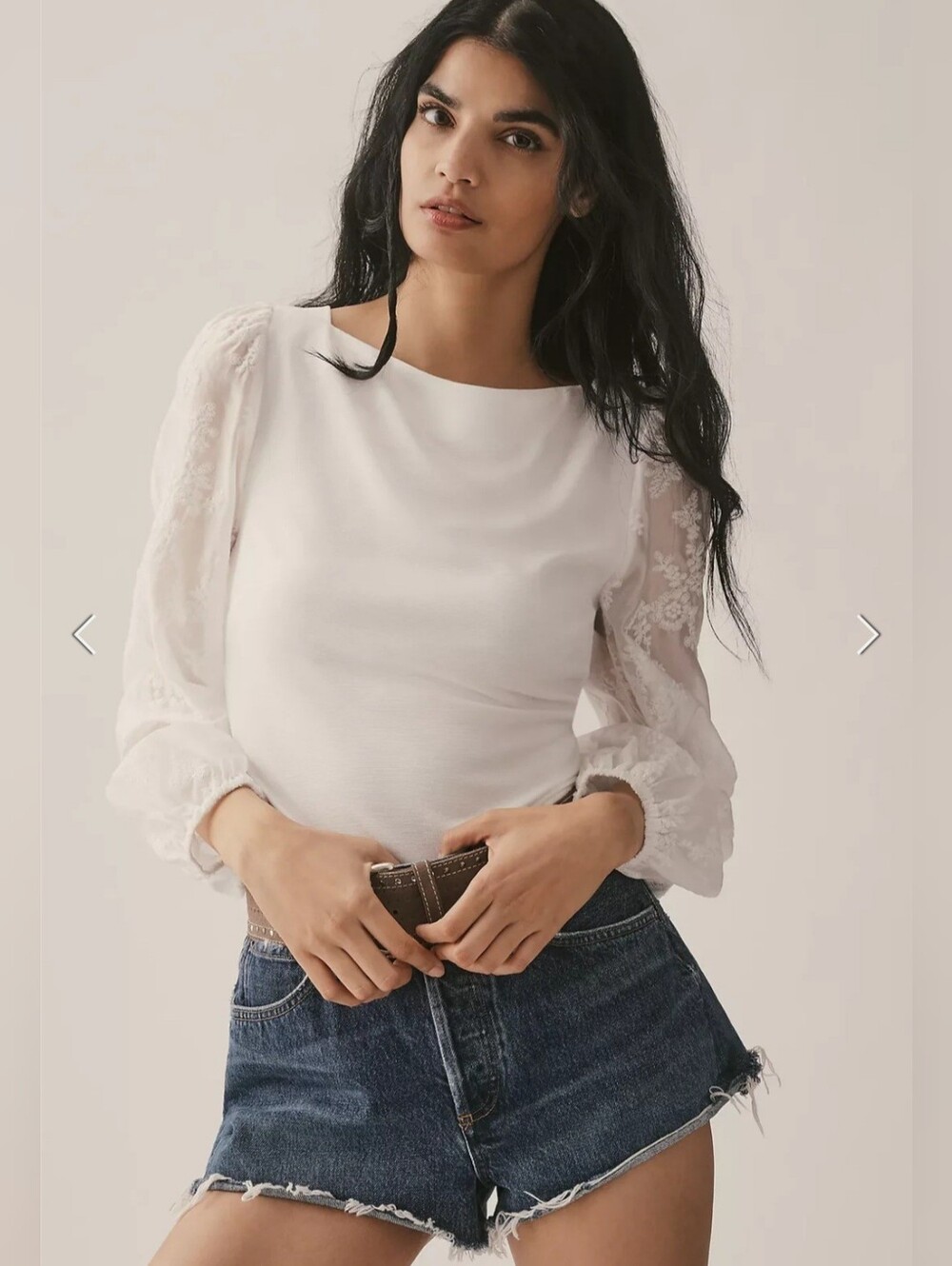 Anthropologie Sunday In Brooklyn White Lace Sleeve Blouse